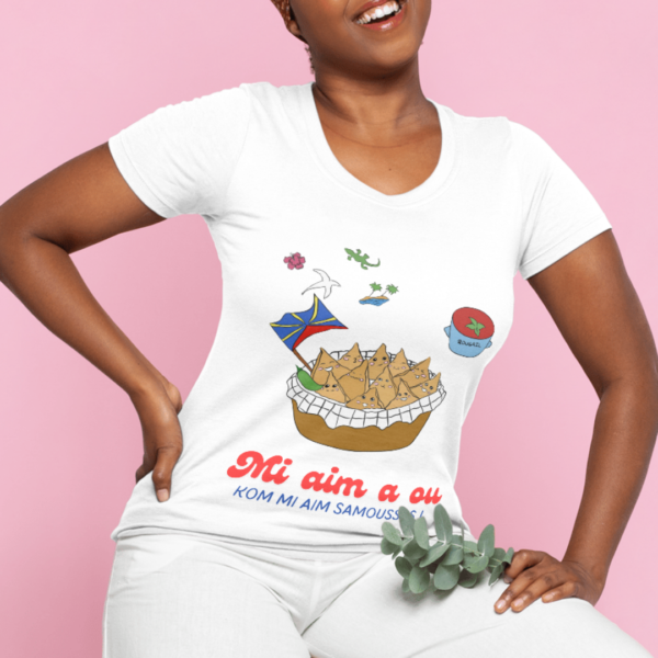 T-shirt Femme - "Mi aim a ou, kom mi aim Samoussas" – Image 2