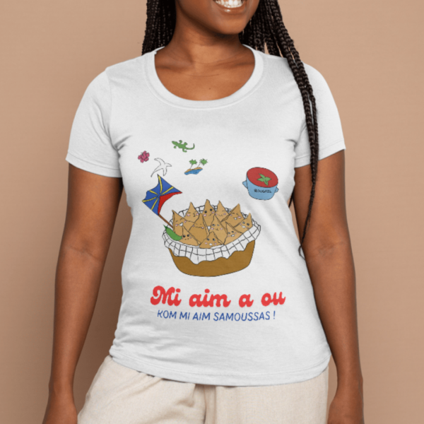 T-shirt Femme - "Mi aim a ou, kom mi aim Samoussas" – Image 3