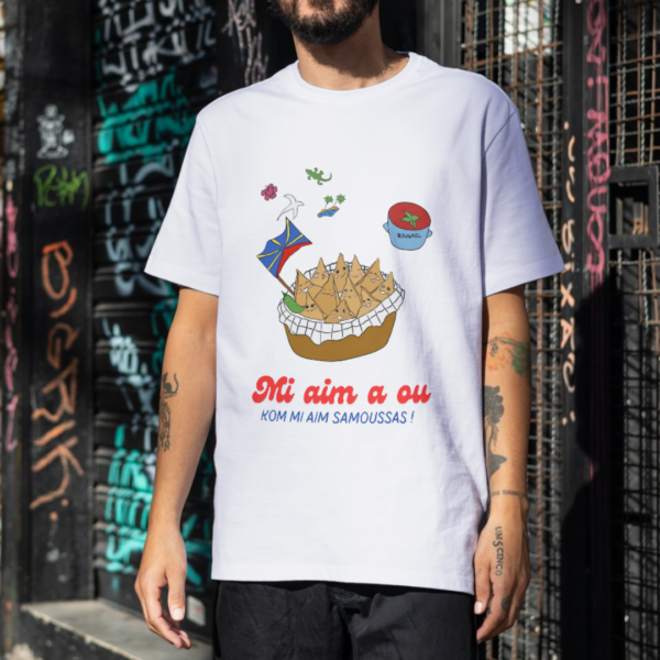 T-shirt Homme - "Mi aim a ou, kom mi aim Samoussas" – Image 3
